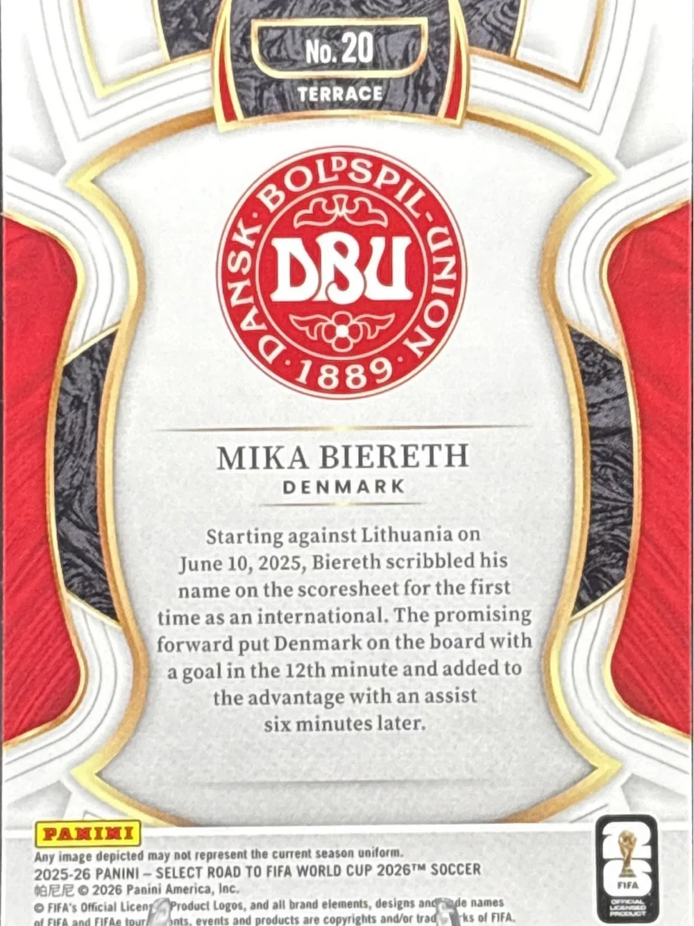 Panini Select Mika Biereth Red Rookie Soccer Trading Card